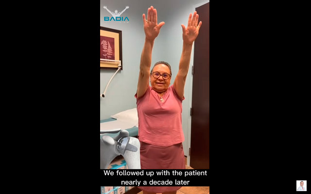 This patient had a right shoulder replacement nearly a decade ago!